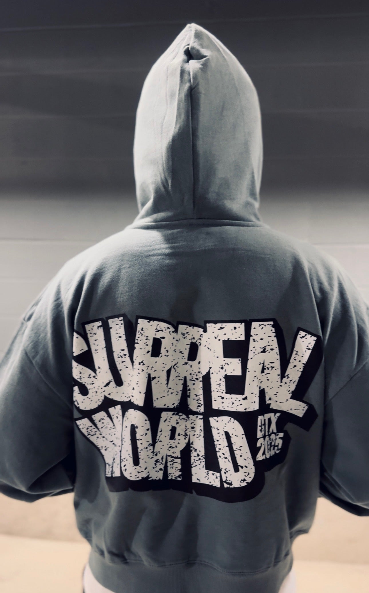 Grey SURREAL Crop Zip Hoodie (Unisex)